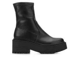 Women's Soda Inaki Platform Wedge Boots Black