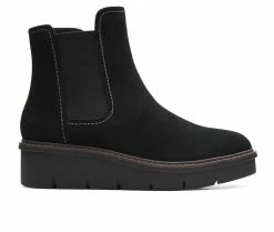 Women's Clarks Airabell Move Chelsea Booties Black Suede -Journee Shop 1 1065