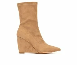 Women's New York And Company Odette Wedge Booties Nude