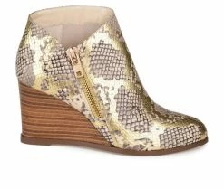 Women's Journee Collection Glam Wedge Booties Gold