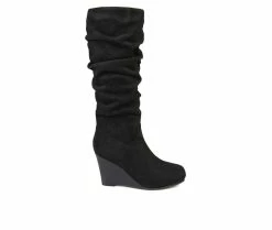 Women's Journee Collection Haze Wedge Knee High Boots Black