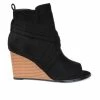 Women's Journee Collection Sabeena Wedge Peep Toe Booties Black