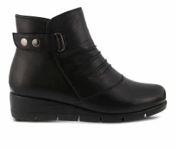 Women's SPRING STEP Mendy Wedge Booties Black