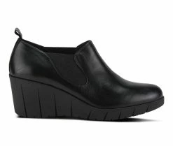 Women's SPRING STEP Joannie Wedge Booties Black