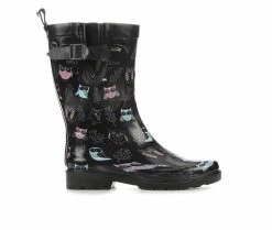 Women's Capelli New York Branches & Owls Mid Rain Boots Black
