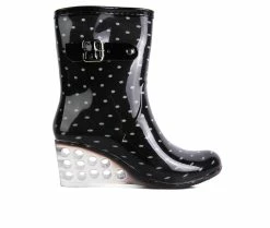 Women's London Rag Drench Wedge Rain Boots Black -Journee Shop 1 219