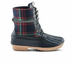 Women's SPRING STEP Duckie - Plaid Rain Boots Black Multi -Journee Shop 1 235