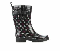 Women's Capelli New York Spiral Dot Mid Calf Rain Boots Black