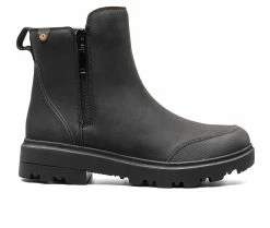 Women's Bogs Footwear Holly Zip Leather Winter Boots Black