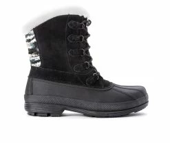 Women's Propet Lumi Tall Lace Waterproof Winter Boots Black/White -Journee Shop 1 359