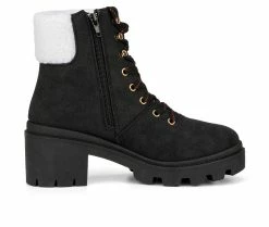 Women's Olivia Miller Ariel Lace-Up Boots Black