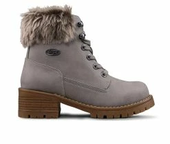 Women's Lugz Flirt Hi Fur Lace-Up Boots Grey/Gum