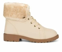 Women's Olivia Miller Ana Lace-Up Booties Bone