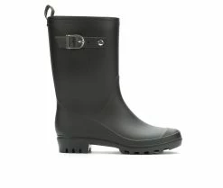 Women's Capelli New York Matte Solid Mid Rain Boots Black