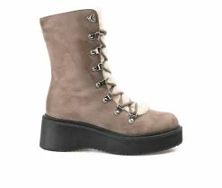 Women's Journee Collection Kannon Platform Lace-Up Boots Taupe