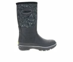 Women's Western Chief Bandana Neoprene Mid Rain Boots Black