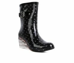 Women's London Rag Drench Wedge Rain Boots Black -Journee Shop 2 109