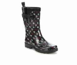 Women's Capelli New York Spiral Dot Mid Calf Rain Boots Black -Journee Shop 2 12