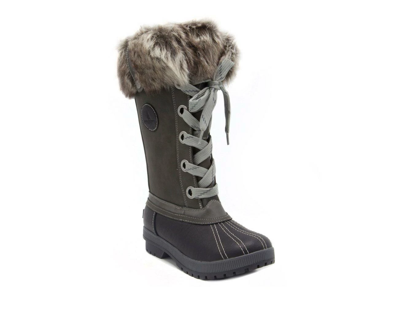 Women's London Fog Melton Duck Boots Black Grey 5 Women's London Fog Melton Duck Boots Black Grey - Image 3