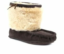 Women's Superlamb Navajo Moccasin Slipper Booties Chocolate -Journee Shop 2 246