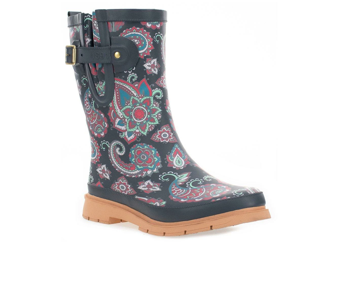 Women's Western Chief Paisley Pop Mid Boot Rain Boots Gray 5 Women's Western Chief Paisley Pop Mid Boot Rain Boots Gray - Image 3