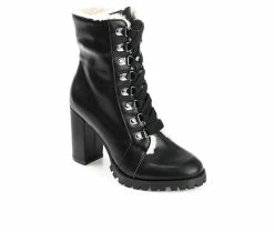 Women's Journee Collection Fauna Heeled Combat Booties Black 10 Women's Journee Collection Fauna Heeled Combat Booties Black -Journee Shop 2 285
