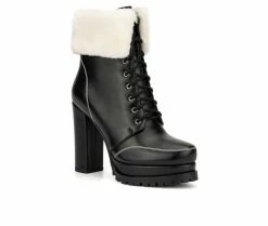 Women's Torgeis Pearl Platform Lace-Up Boots Black -Journee Shop 2 314