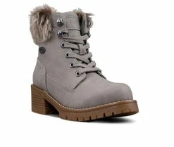 Women's Lugz Flirt Hi Fur Lace-Up Boots Grey/Gum -Journee Shop 2 342