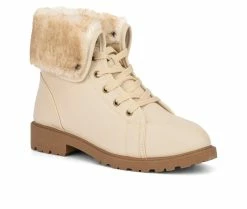 Women's Olivia Miller Ana Lace-Up Booties Bone -Journee Shop 2 351