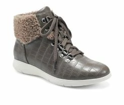 Women's Aerosoles Frankie Lace-Up Booties Grey Croco 10 Women's Aerosoles Frankie Lace-Up Booties Grey Croco -Journee Shop 2 370