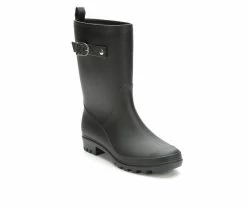 Women's Capelli New York Matte Solid Mid Rain Boots Black -Journee Shop 2 4