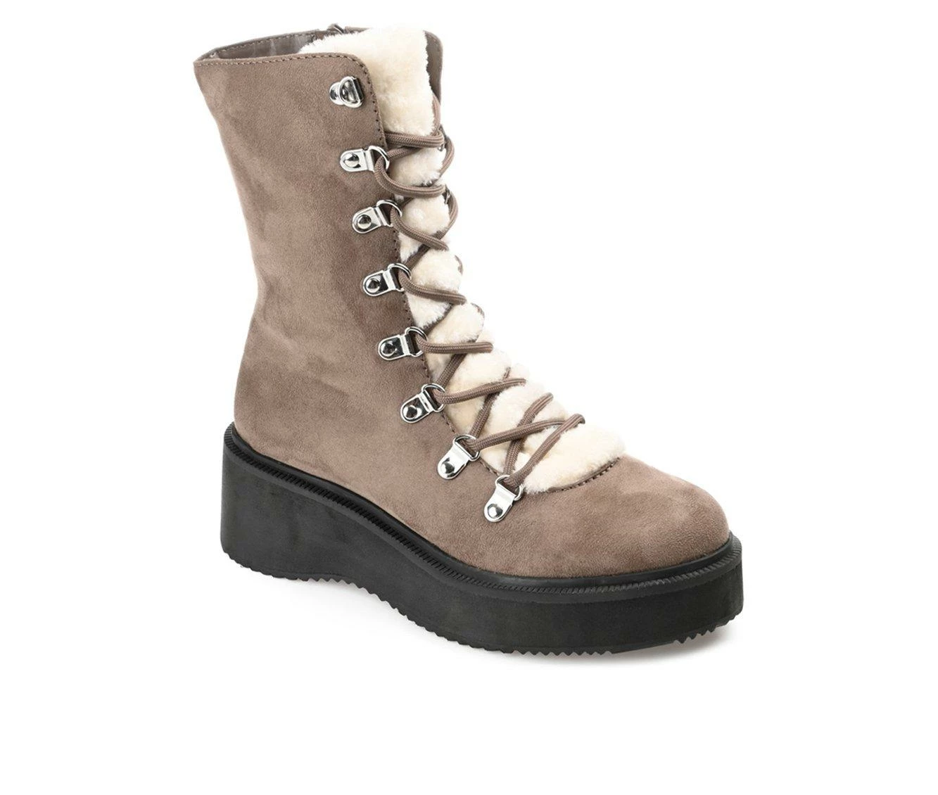 Women's Journee Collection Kannon Platform Lace-Up Boots Taupe 5 Women's Journee Collection Kannon Platform Lace-Up Boots Taupe - Image 3