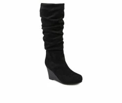 Women's Journee Collection Haze Wedge Knee High Boots Black -Journee Shop 2 548