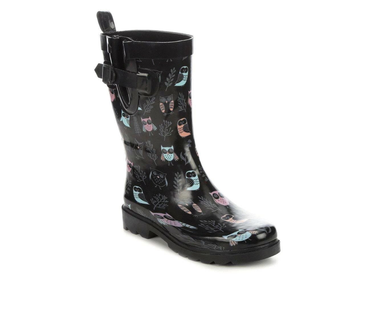 Women's Capelli New York Branches & Owls Mid Rain Boots Black 5 Women's Capelli New York Branches & Owls Mid Rain Boots Black - Image 3