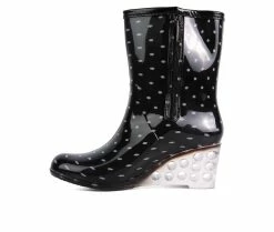 Women's London Rag Drench Wedge Rain Boots Black -Journee Shop 3 109