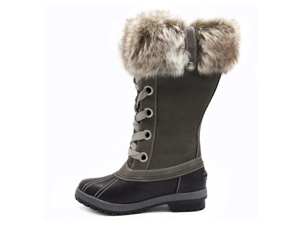 Women's London Fog Melton Duck Boots Black Grey 6 Women's London Fog Melton Duck Boots Black Grey - Image 4
