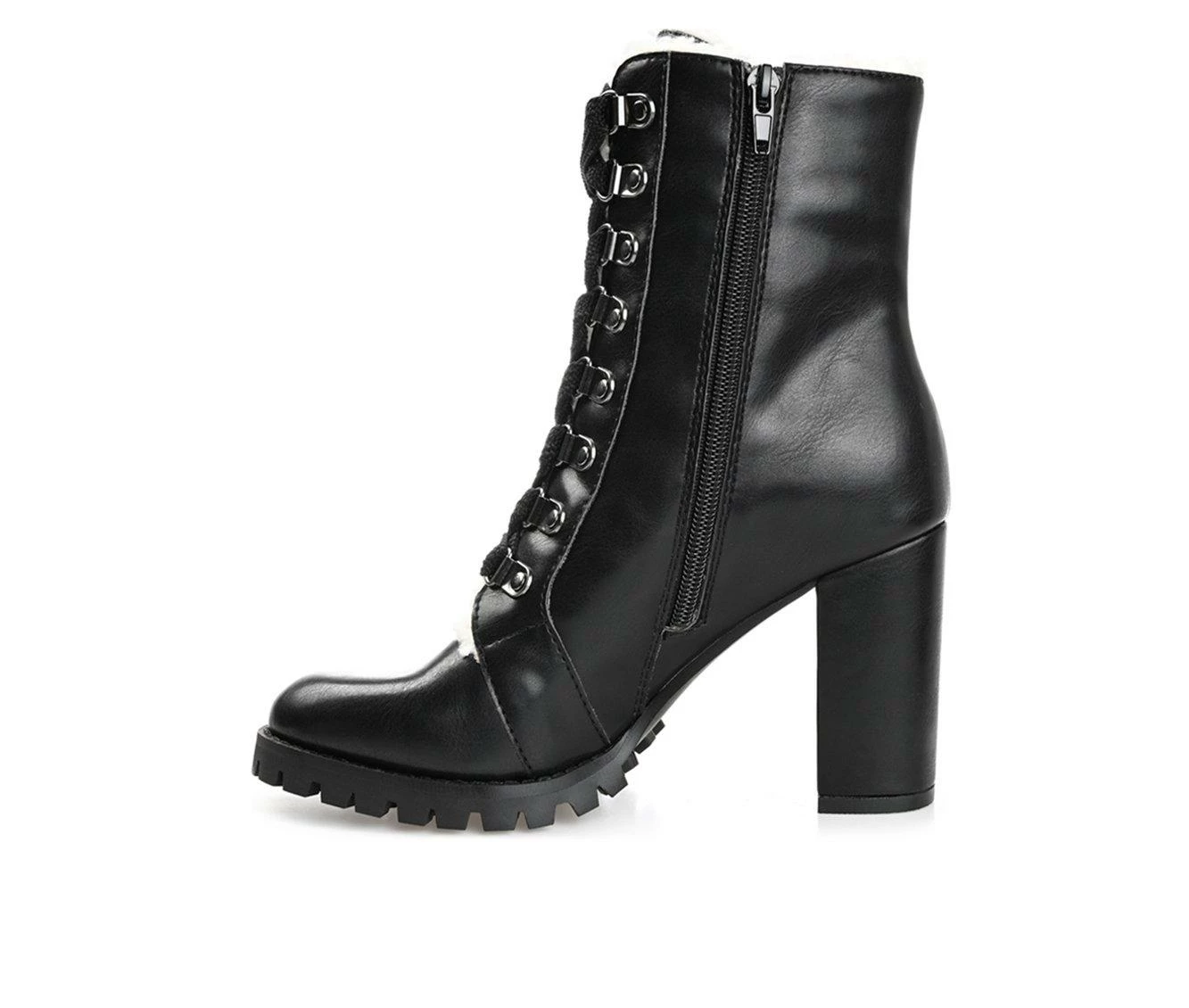 Women's Journee Collection Fauna Heeled Combat Booties Black 6 Women's Journee Collection Fauna Heeled Combat Booties Black - Image 4