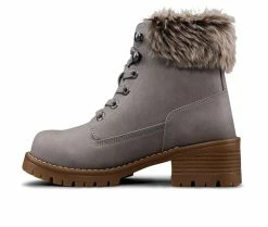 Women's Lugz Flirt Hi Fur Lace-Up Boots Grey/Gum -Journee Shop 3 339