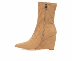 Women's New York And Company Odette Wedge Booties Nude -Journee Shop 3 523