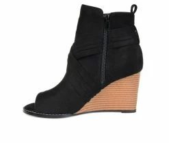 Women's Journee Collection Sabeena Wedge Peep Toe Booties Black 11 Women's Journee Collection Sabeena Wedge Peep Toe Booties Black -Journee Shop 3 541