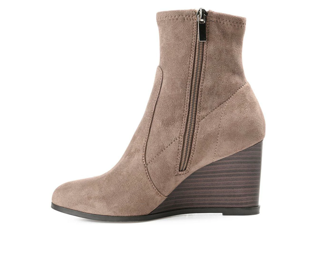Women's Journee Collection Hepburn Wedge Booties Taupe 6 Women's Journee Collection Hepburn Wedge Booties Taupe - Image 4
