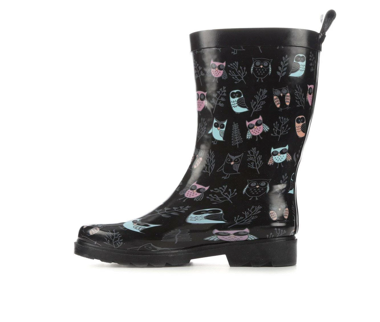 Women's Capelli New York Branches & Owls Mid Rain Boots Black 6 Women's Capelli New York Branches & Owls Mid Rain Boots Black - Image 4