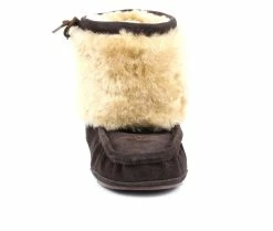 Women's Superlamb Navajo Moccasin Slipper Booties Chocolate -Journee Shop 4 244