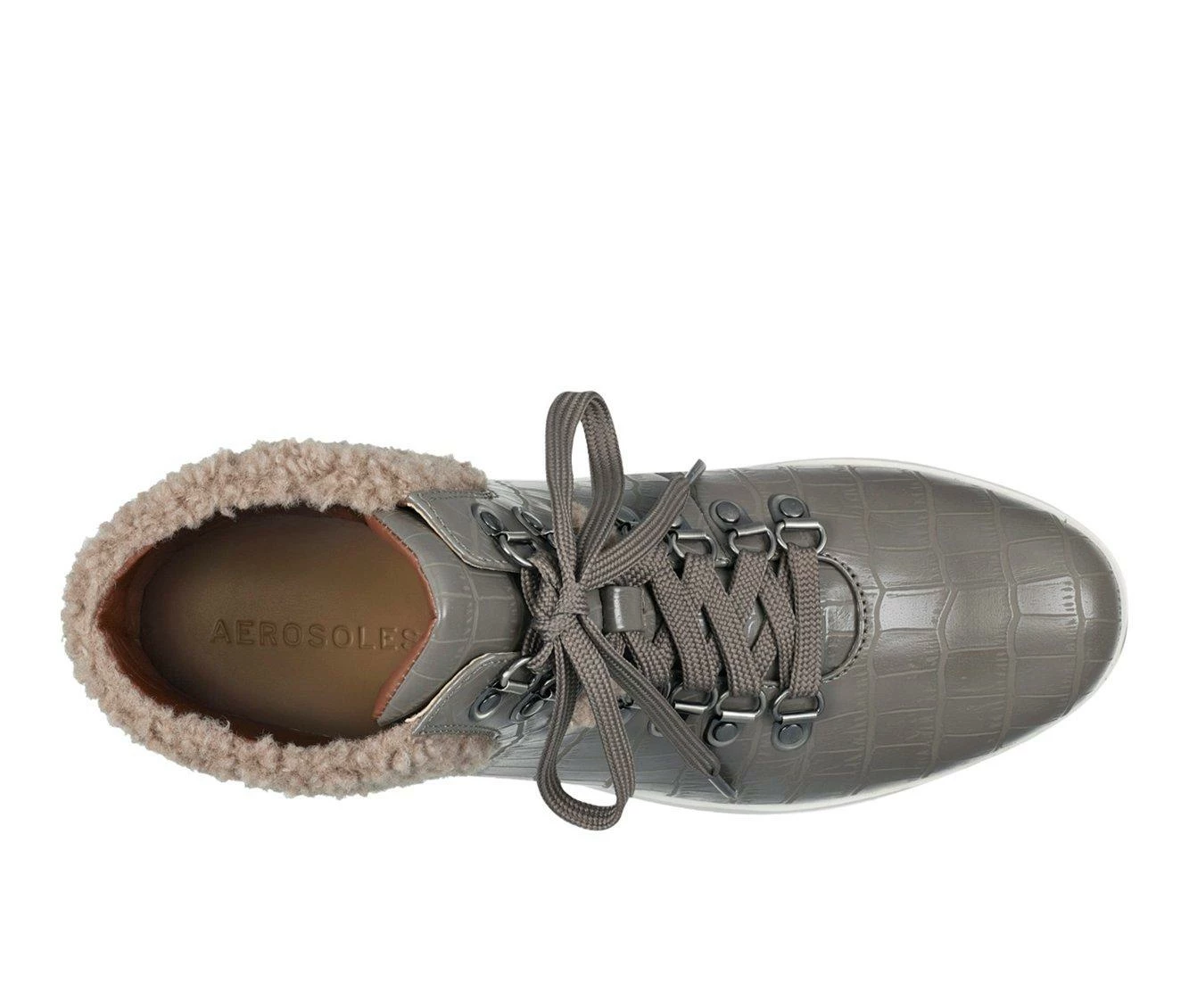 Women's Aerosoles Frankie Lace-Up Booties Grey Croco 7 Women's Aerosoles Frankie Lace-Up Booties Grey Croco - Image 5