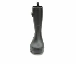 Women's Capelli New York Matte Solid Mid Rain Boots Black -Journee Shop 4 4